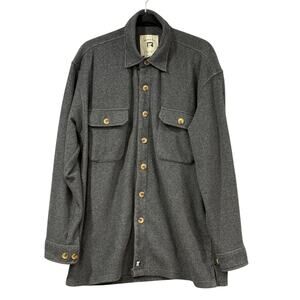 Workwear Fleece Shacket Utility Overshirt Gray Button Up Jacket Mens Large